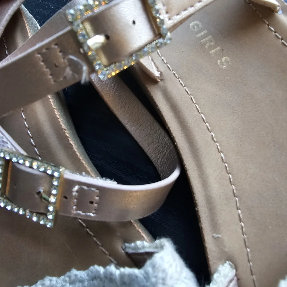 BCBG Girls 'ZENA' Tan Sandal w/ Crochet Strap Girls Size 3M